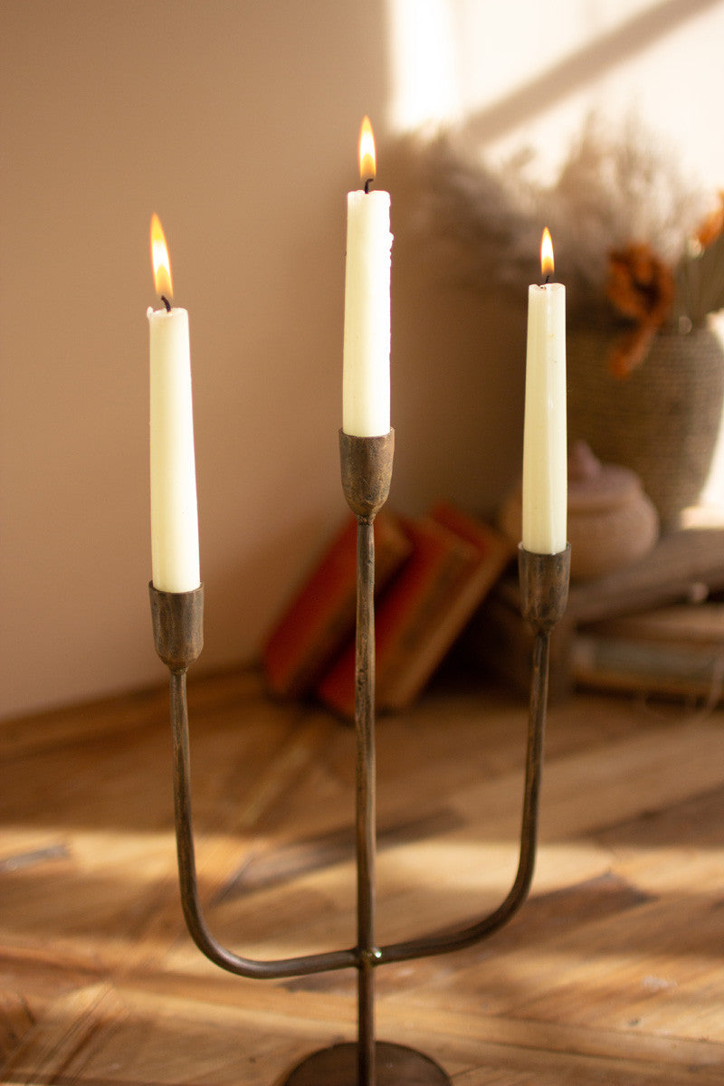 Three Tiered Antique Brass Taper Candelabra | Candle Holders |  Modishstore  - 4