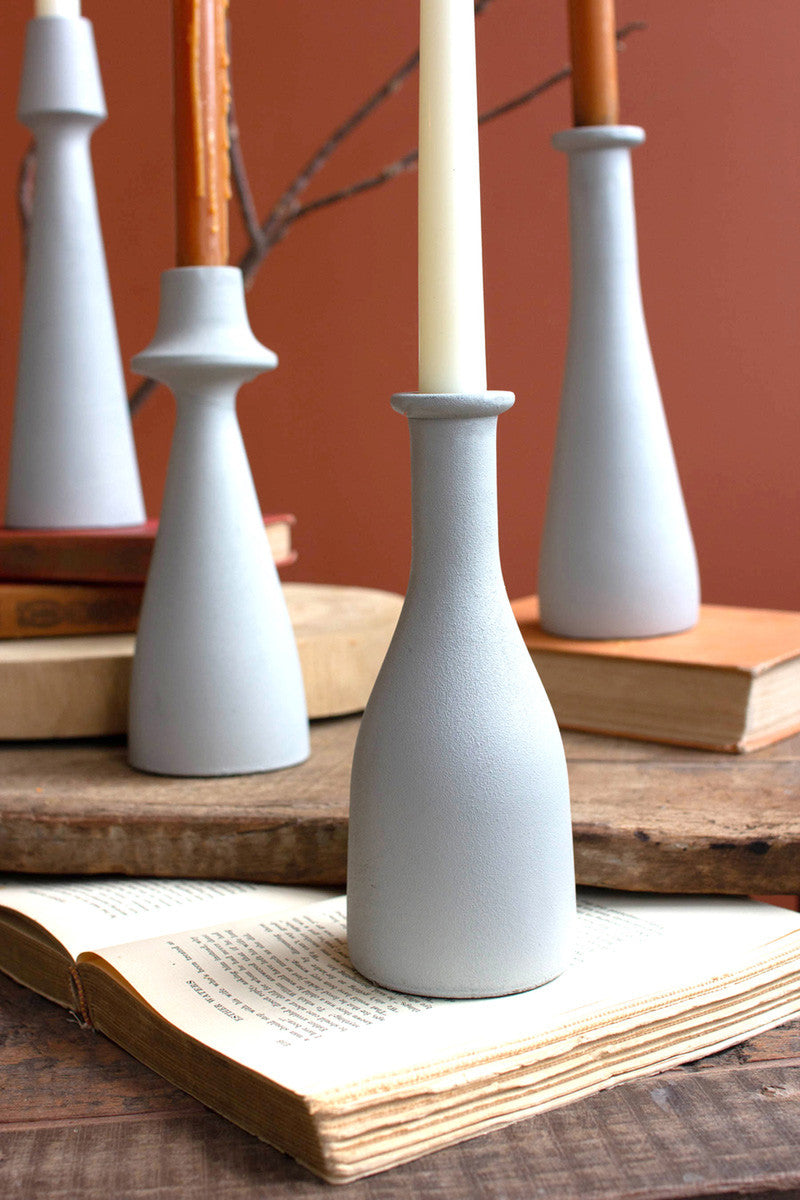 White Cast Iron Taper Candle Holders - One Each Design Set Of 6 By Kalalou | Candle Holders | Modishstore - 2