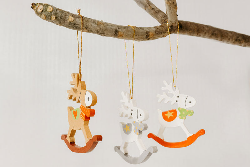 Rocking Reindeer-Set of 5 ornaments- By Artisan Living-ALX105 | ModishStore | Holiday