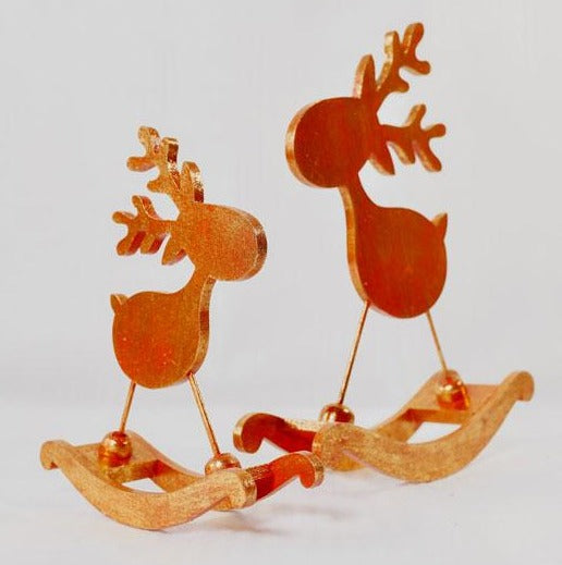 Rocking Reindeer Set of 2 by Artisan Living-ALX107 | ModishStore | Holiday
