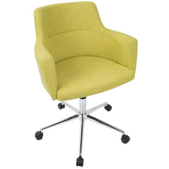 Andrew Office Chair by LumiSource Citrus Green Metal, Fabric, Foam Contemporary Styling Fabric Upholstery With Padded Seat And Backrest