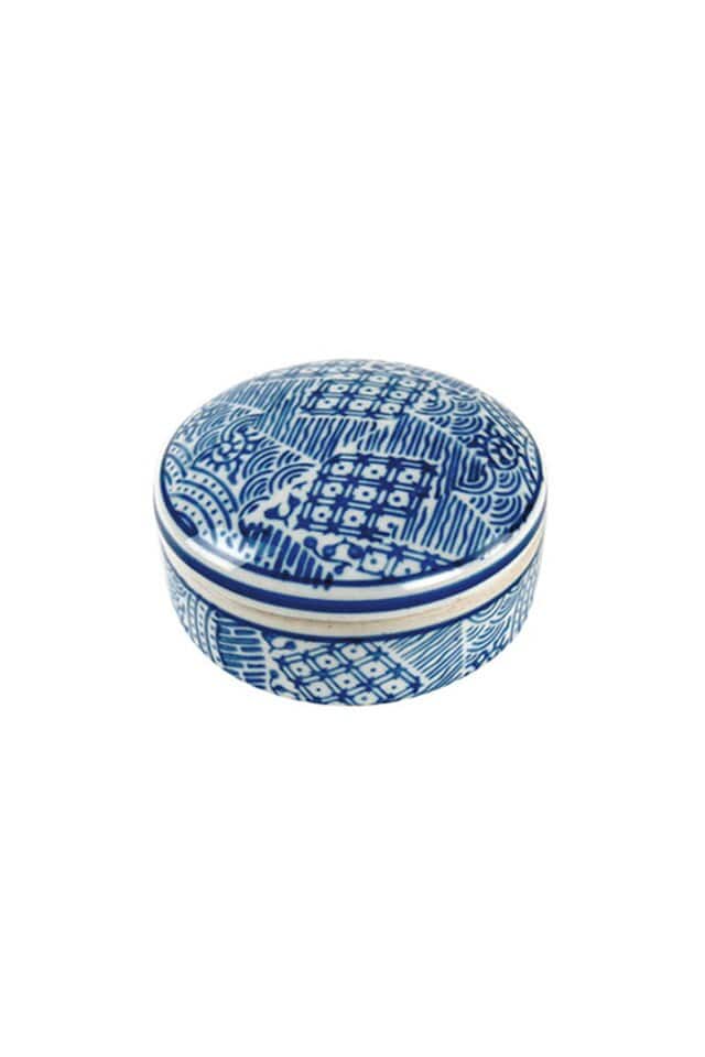 Blue and White Ceramic Box Set of 3 by Vagabond Vintage | Modishstore | Decorative Boxes-2