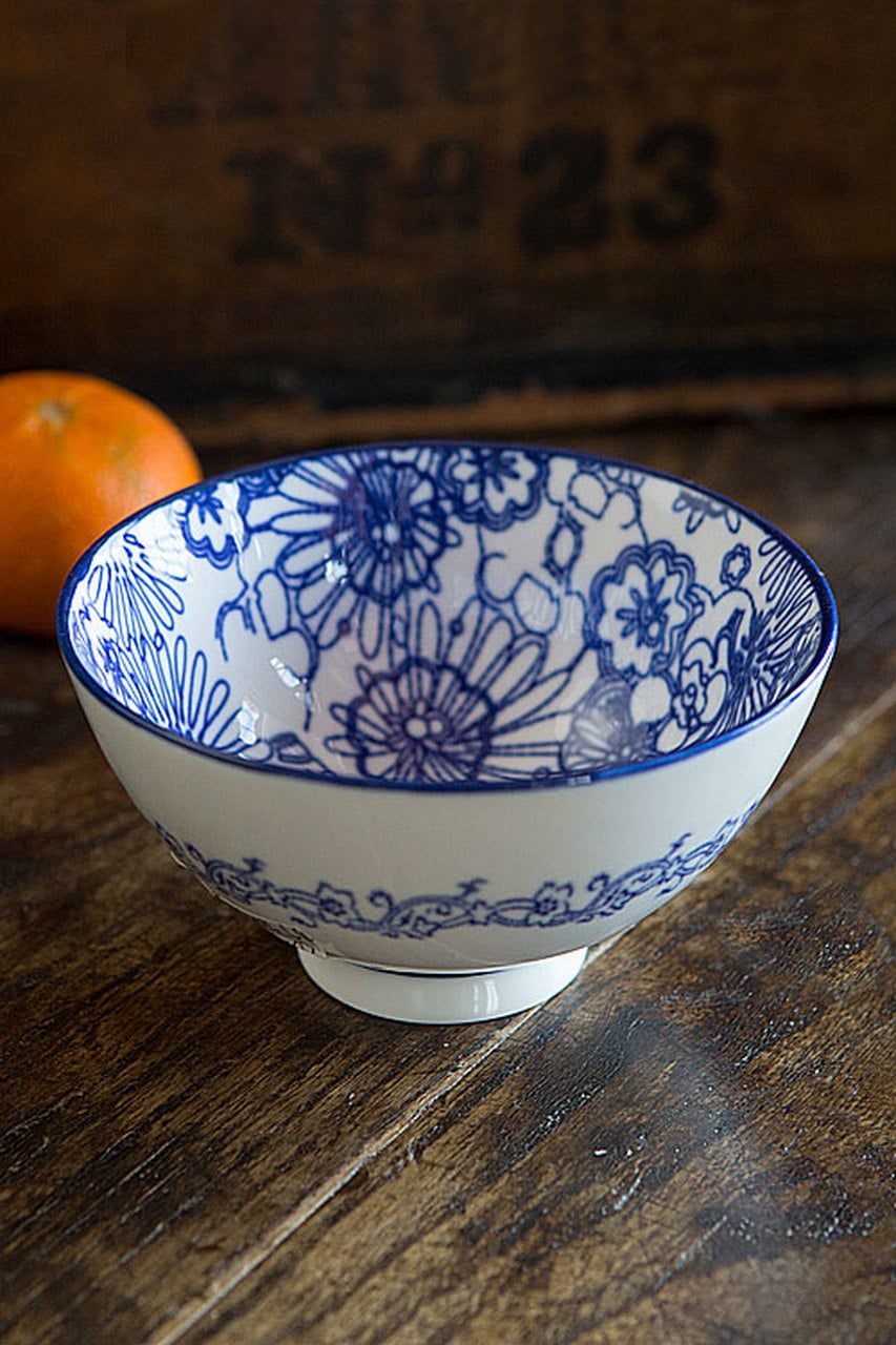 Blue and White Bowl Set of 4 by Vagabond Vintage | Modishstore | Bowls-4