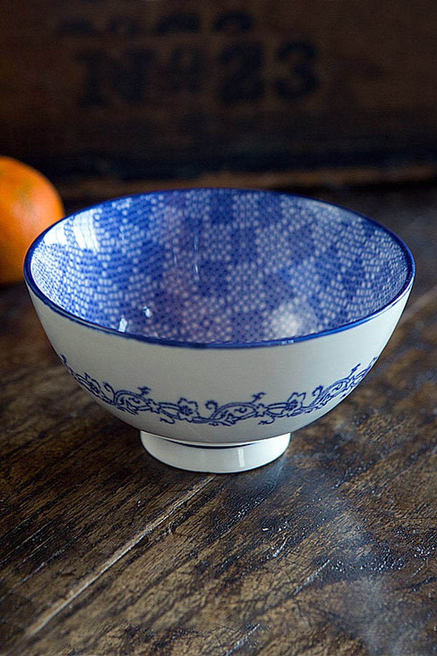 Blue and White Bowl Set of 4 by Vagabond Vintage | Modishstore | Bowls-7