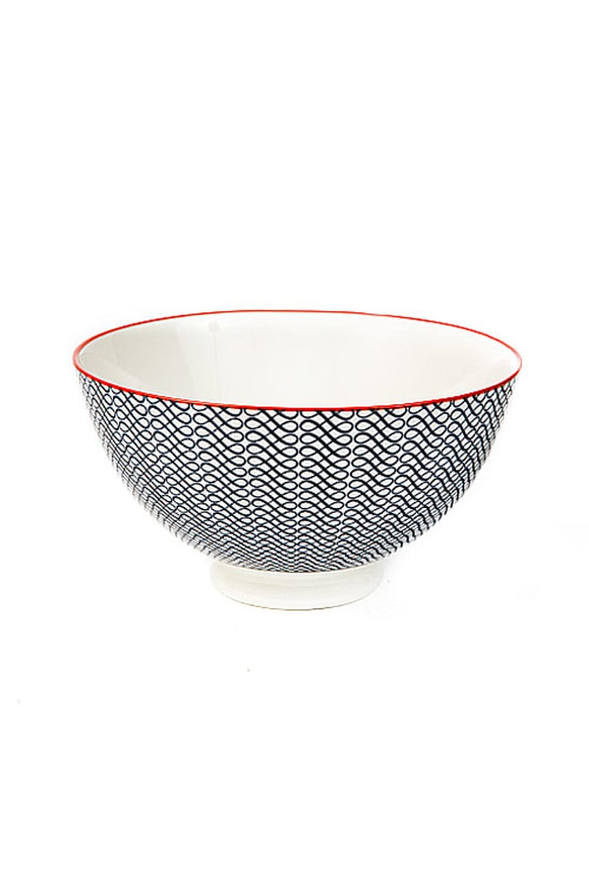 Diamond Pattern Ceramic Bowl Set of 4 by Vagabond Vintage | Modishstore | Decorative Bowls-6