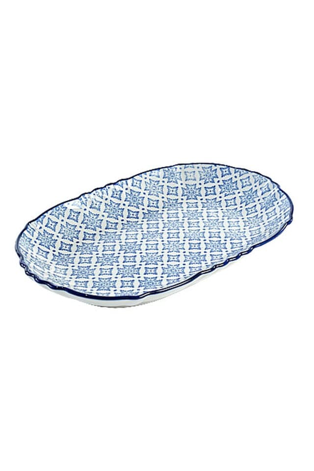 Blue and White Oval Plate Set of 4 By Vagabond Vintage | Modishstore | Trays-6
