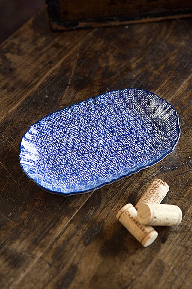 Blue and White Oval Plate Set of 4 By Vagabond Vintage | Modishstore | Trays-7
