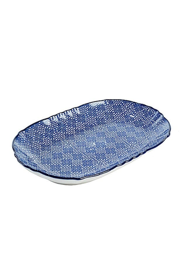 Blue and White Oval Plate Set of 4 By Vagabond Vintage | Modishstore | Trays-8