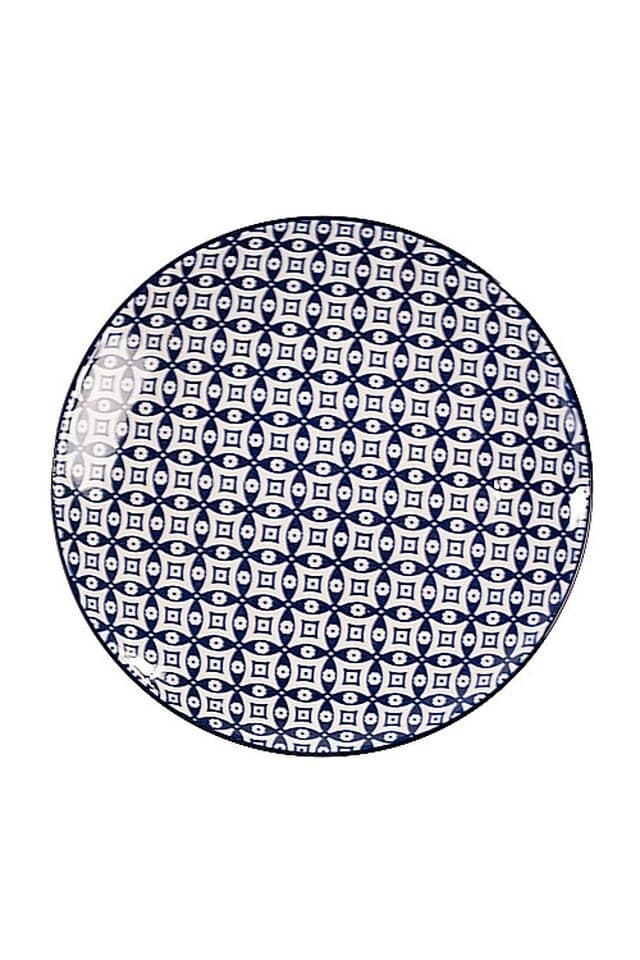 Blue and White Round Plate Set of 4 By Vagabond Vintage | Modishstore | Dinnerware-2