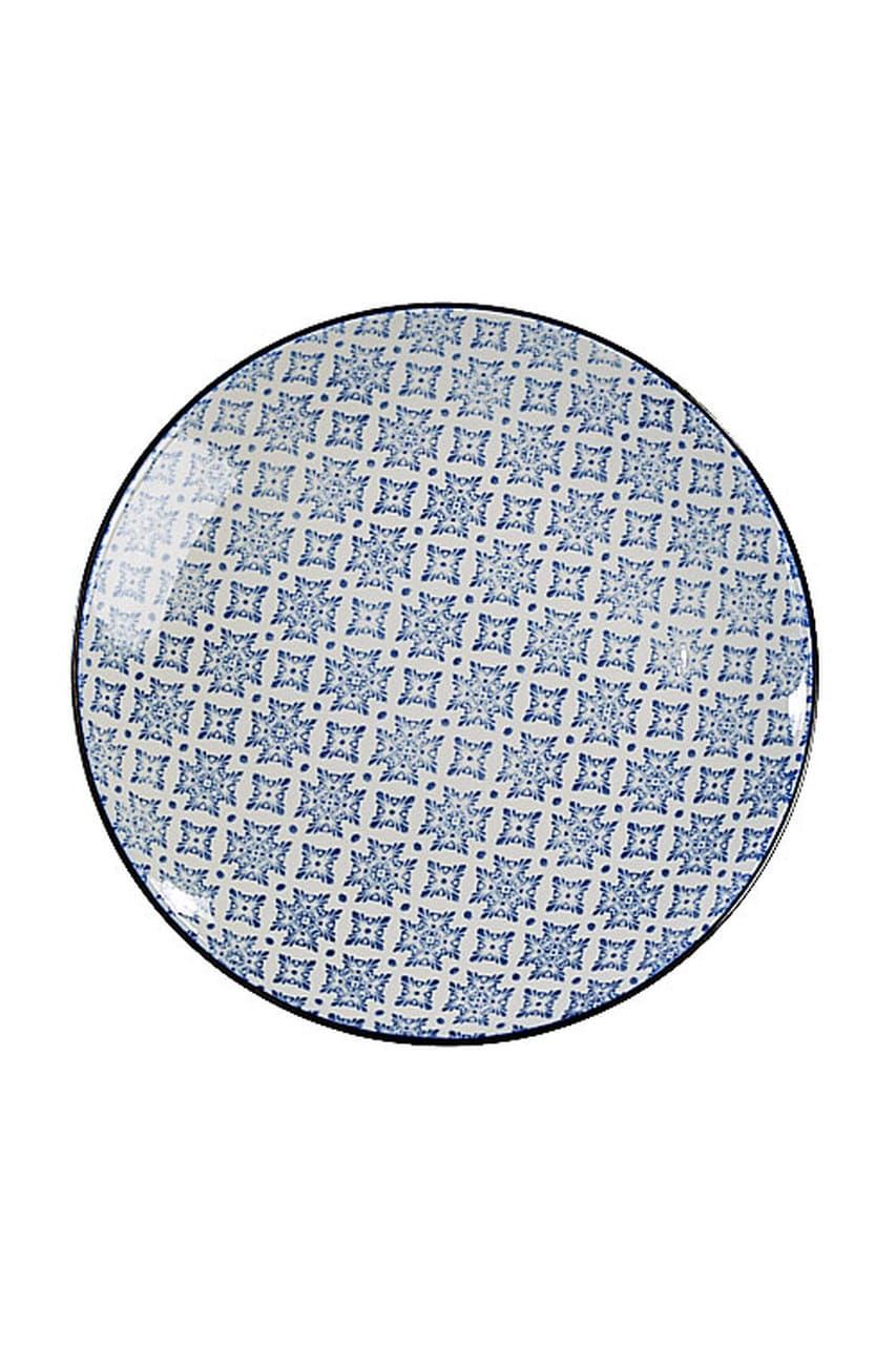 Blue and White Round Plate Set of 4 By Vagabond Vintage | Modishstore | Dinnerware-6