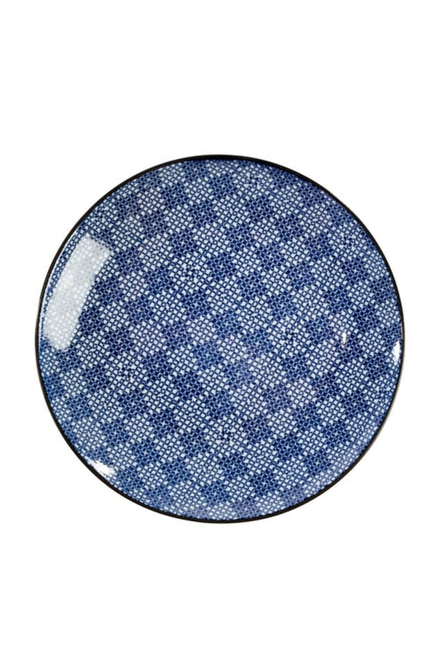 Blue and White Round Plate Set of 4 By Vagabond Vintage | Modishstore | Dinnerware-5