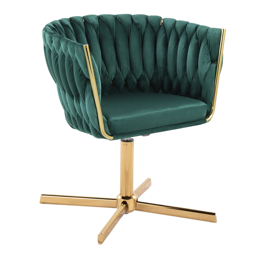 Braided Renee Swivel Accent Chair Green By LumiSource | Accent Chairs | Modishstore - 3