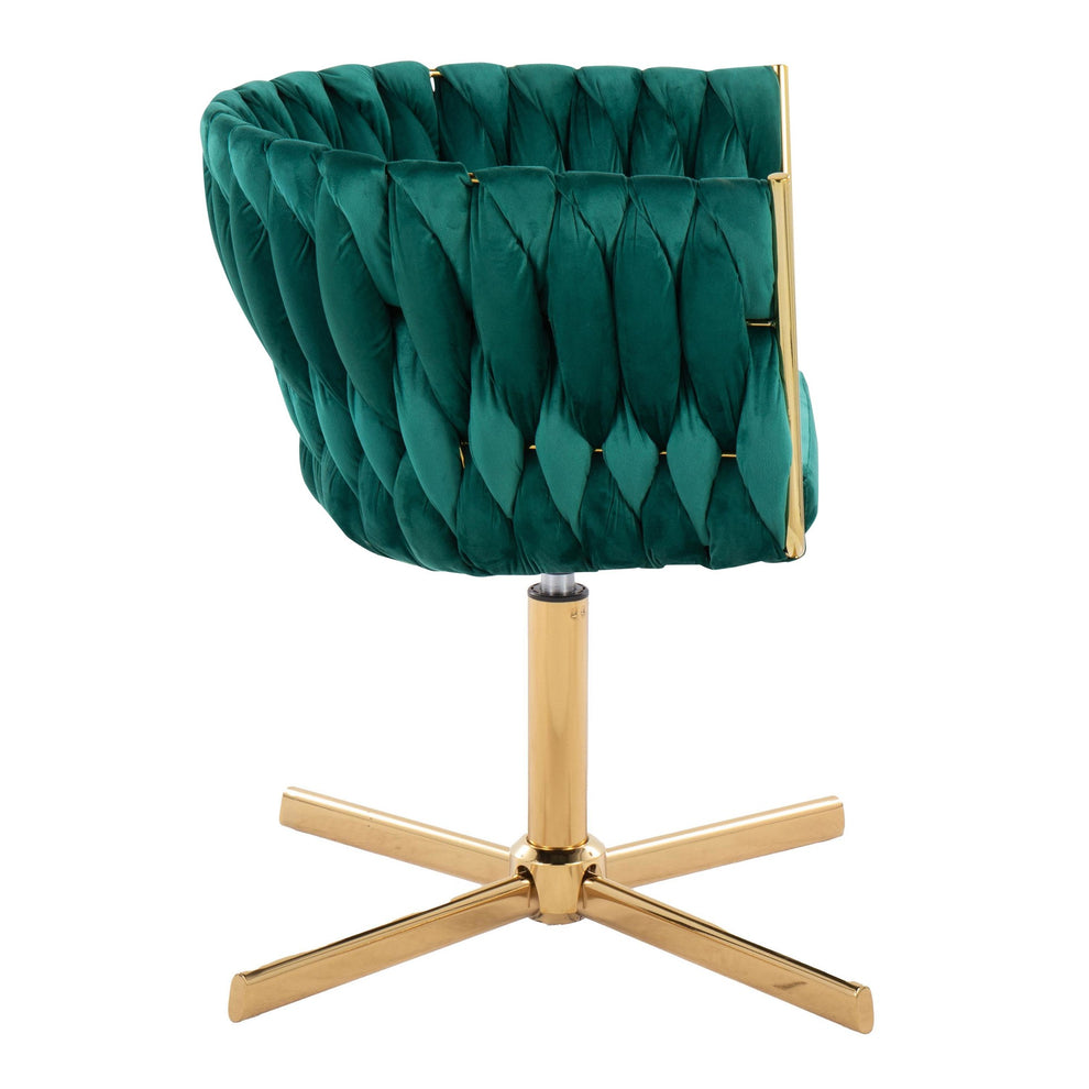 Braided Renee Swivel Accent Chair Green By LumiSource | Accent Chairs | Modishstore - 4