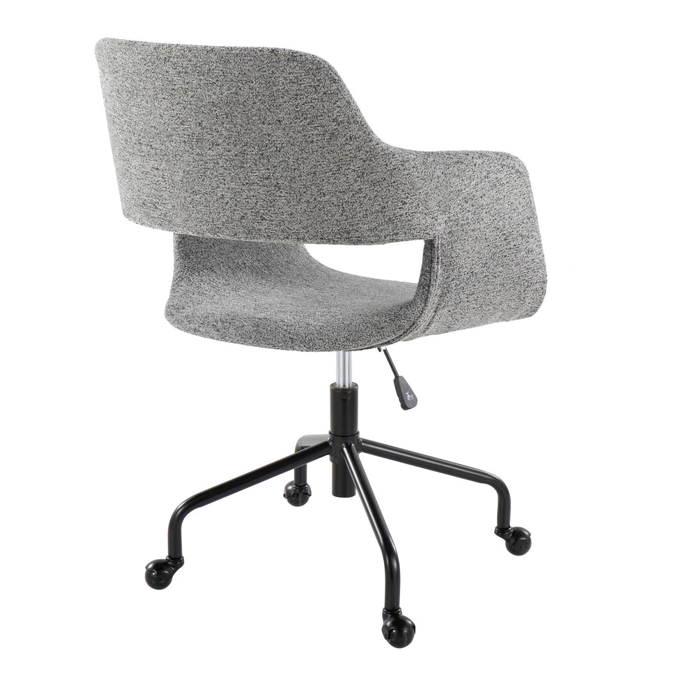 Margarite Contemporary Adjustable Office Chair in Black Metal and Grey Fabric By LumiSource | Office Chairs | Modishstore - 6