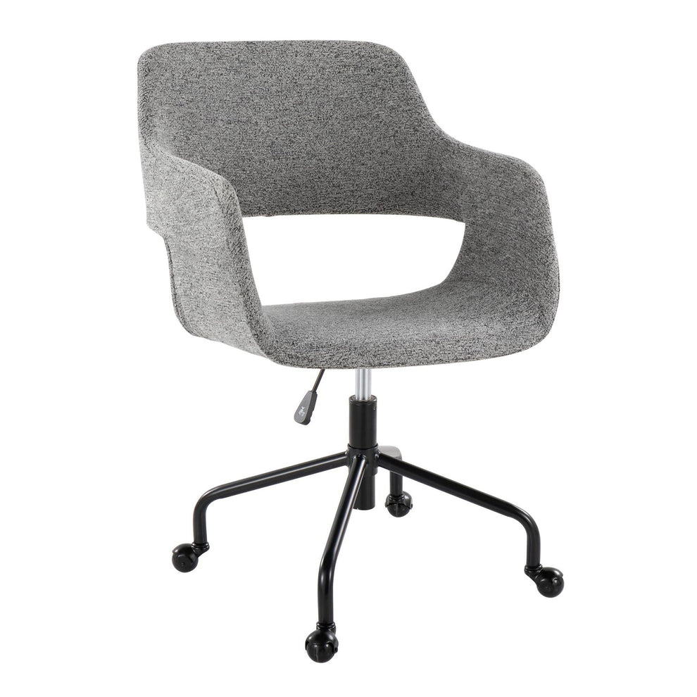 Margarite Contemporary Adjustable Office Chair in Black Metal and Grey Fabric By LumiSource | Office Chairs | Modishstore - 2