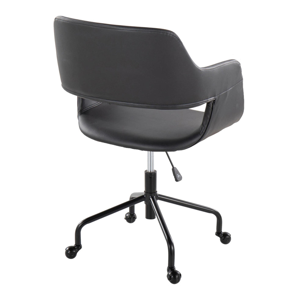 Margarite Contemporary Adjustable Office Chair in Black Metal and Black Faux Leather By LumiSource | Office Chairs | Modishstore - 6