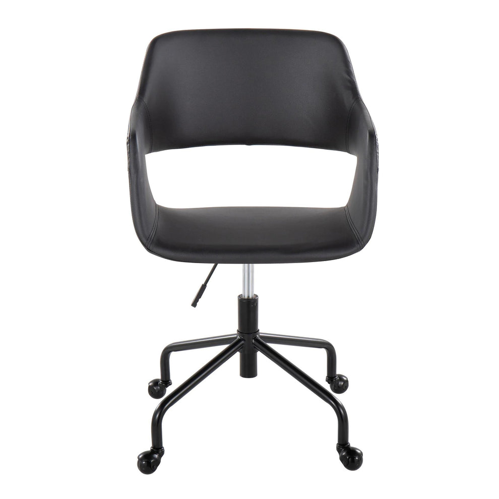 Margarite Contemporary Adjustable Office Chair in Black Metal and Black Faux Leather By LumiSource | Office Chairs | Modishstore - 8