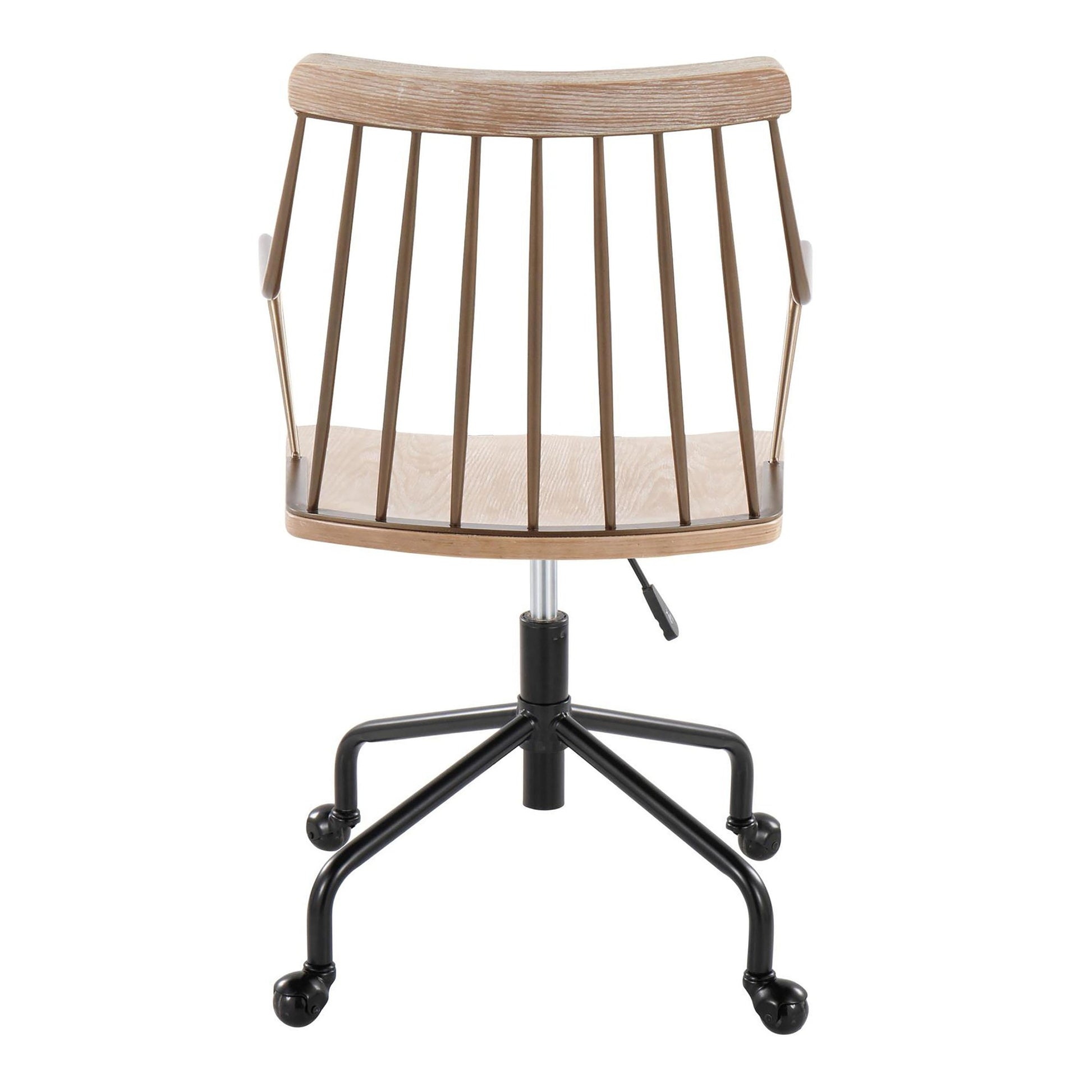 Preston Farmhouse Adjustable Office Chair in Black Metal, Antique Copper and White Washed Wood By LumiSource | Office Chairs | Modishstore - 4