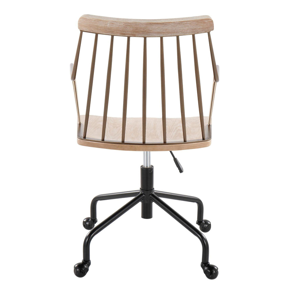 Preston Farmhouse Adjustable Office Chair in Black Metal, Antique Copper and White Washed Wood By LumiSource | Office Chairs | Modishstore - 4