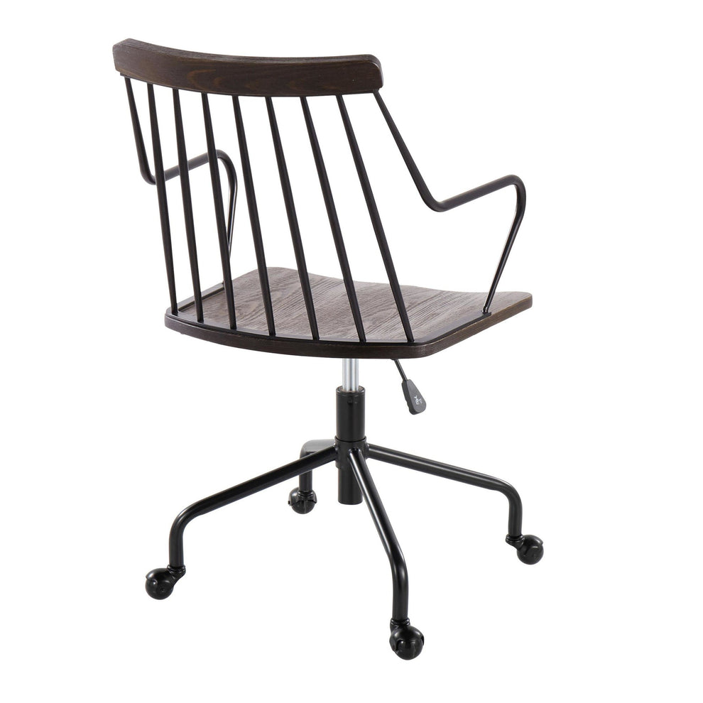 Preston Farmhouse Adjustable Office Chair in Black Metal, Antique Copper and White Washed Wood By LumiSource | Office Chairs | Modishstore - 11