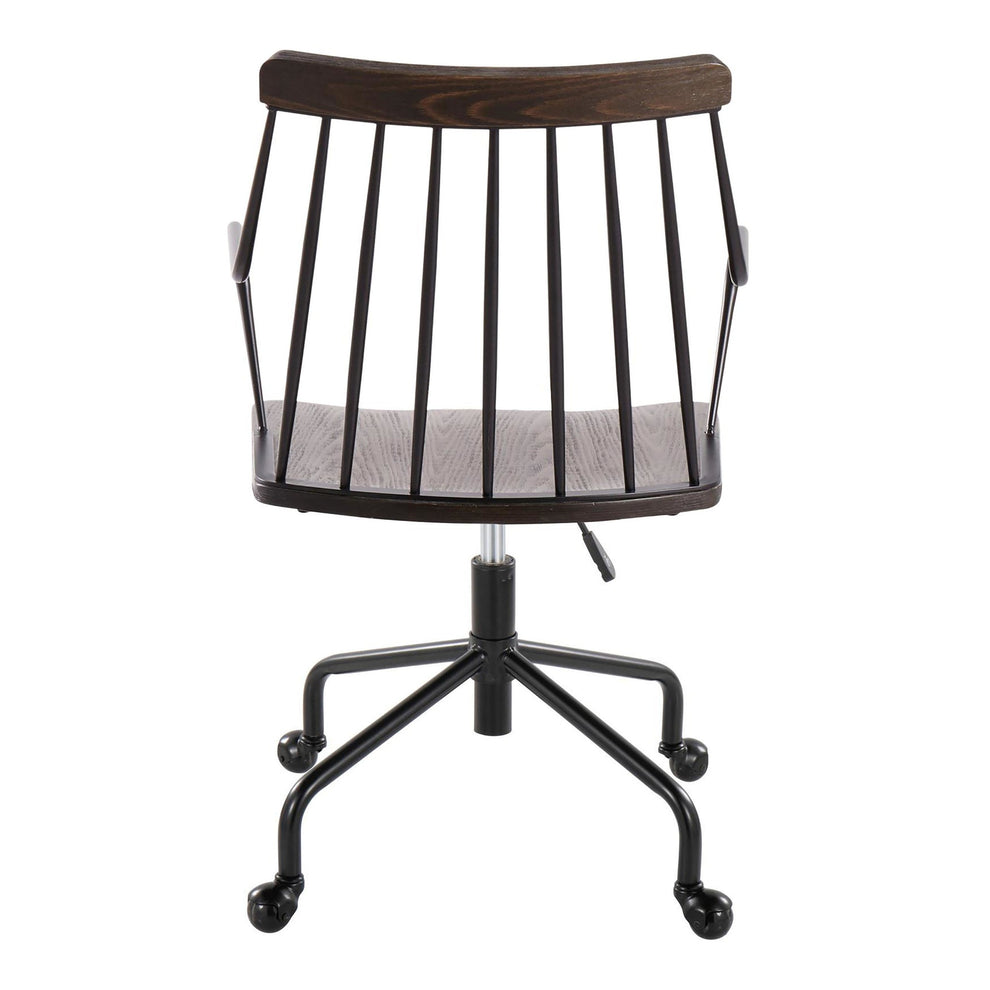 Preston Farmhouse Adjustable Office Chair in Black Metal, Antique Copper and White Washed Wood By LumiSource | Office Chairs | Modishstore - 10