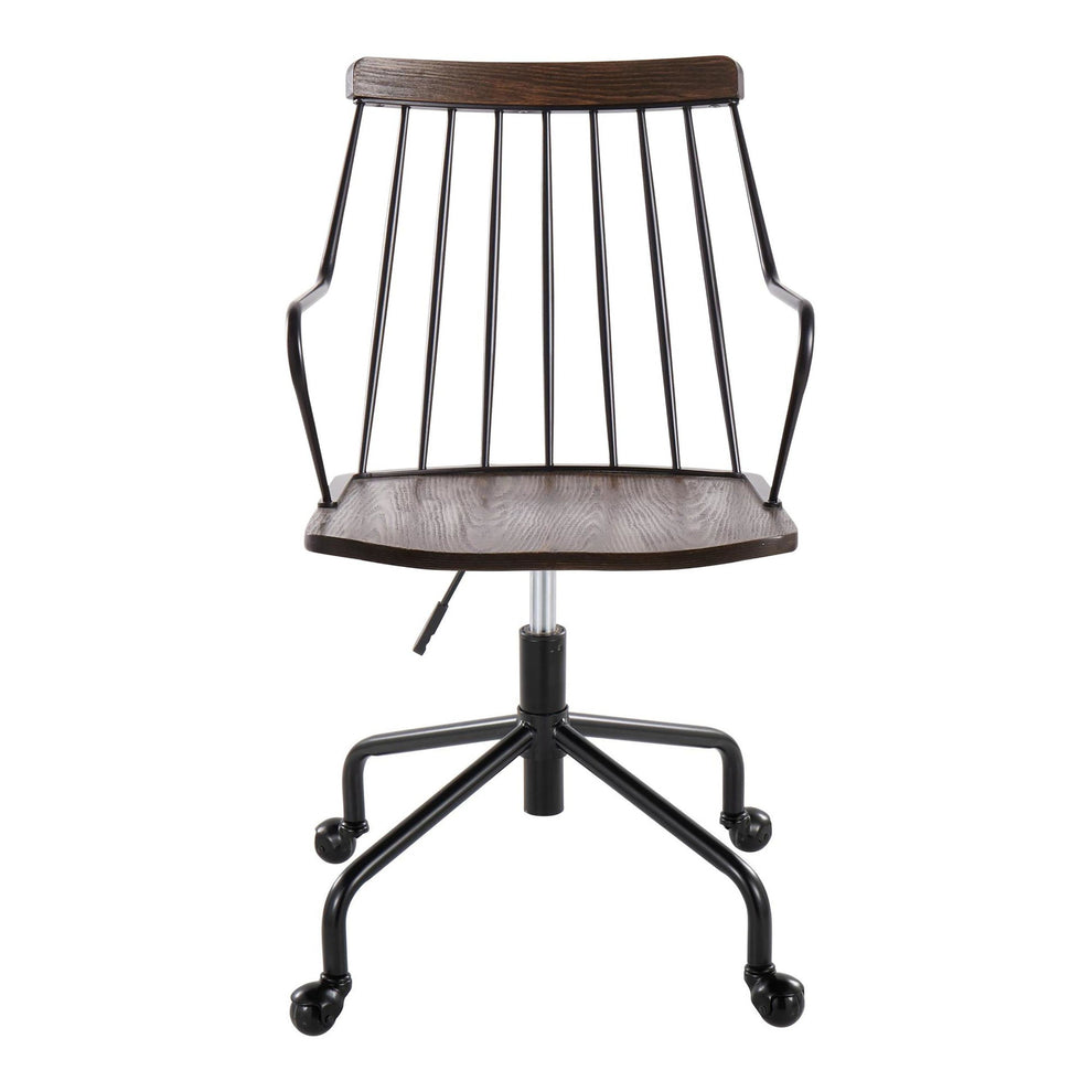 Preston Farmhouse Adjustable Office Chair in Black Metal, Antique Copper and White Washed Wood By LumiSource | Office Chairs | Modishstore - 9