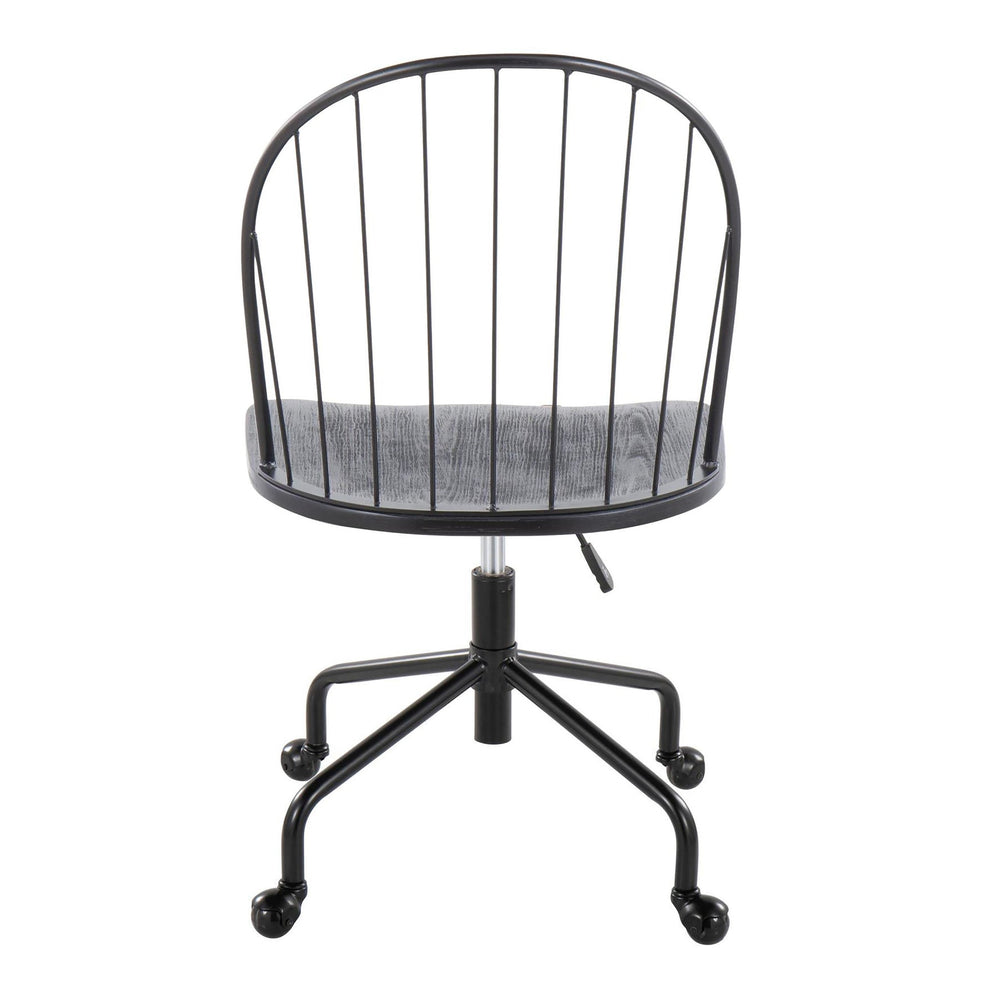 Riley Farmhouse Adjustable High Back Office Chair in Black Metal and Black Wood By LumiSource | Office Chairs | Modishstore - 5