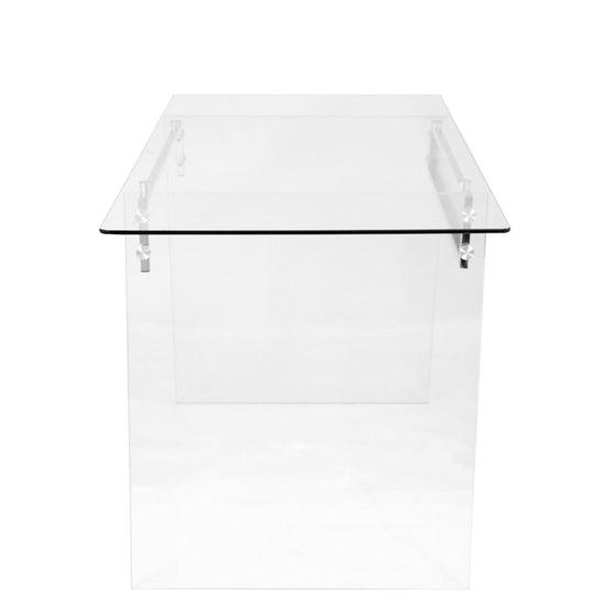 LumiSource Glacier Desk Clear, Chrome Color Metal, Tempered Glass