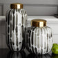 Brush Stroke Black & White Covered Jars Set Of 2 By Two's Company | Vases | Modishstore