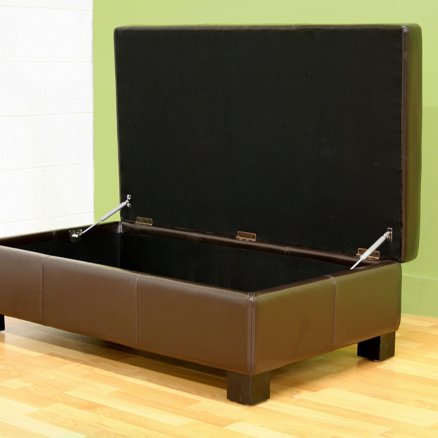 baxton studio gallo dark brown leather storage ottoman | Modish Furniture Store-3
