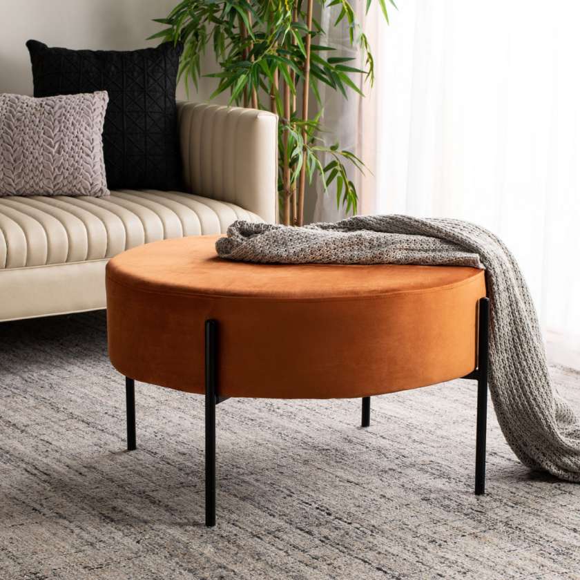 Safavieh Lisbon Round Cocktail Ottoman | Ottomans | Modishstore - 2