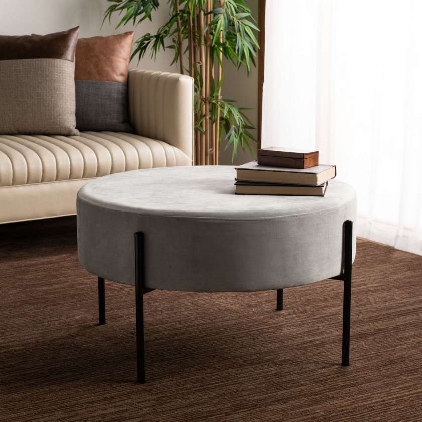 Safavieh Lisbon Round Cocktail Ottoman | Ottomans | Modishstore - 2