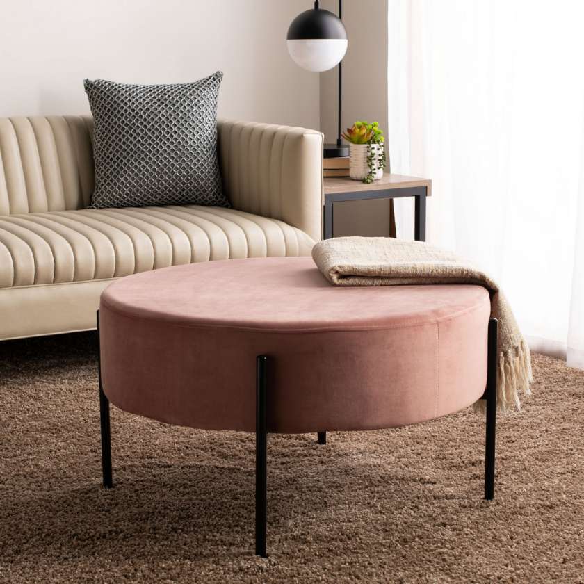 Safavieh Lisbon Round Cocktail Ottoman | Ottomans | Modishstore - 2
