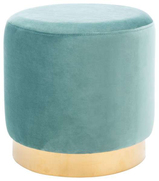 Safavieh Azai Round Ottoman - Seafoam | Ottomans | Modishstore
