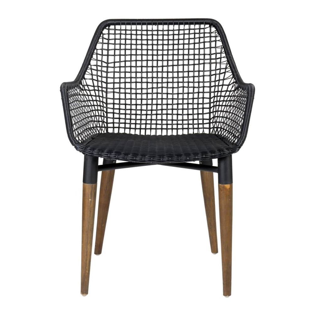 Outdoor Mercury Arm Chair With Wood-Teak, Iron, Polypeel Accents Legs Synthetic Rattan by Jeffan | Outdoor Chairs | Modishstore - 2