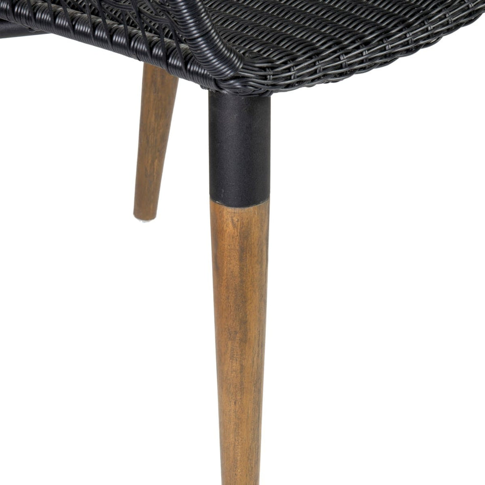 Outdoor Mercury Arm Chair With Wood-Teak, Iron, Polypeel Accents Legs Synthetic Rattan by Jeffan | Outdoor Chairs | Modishstore - 7