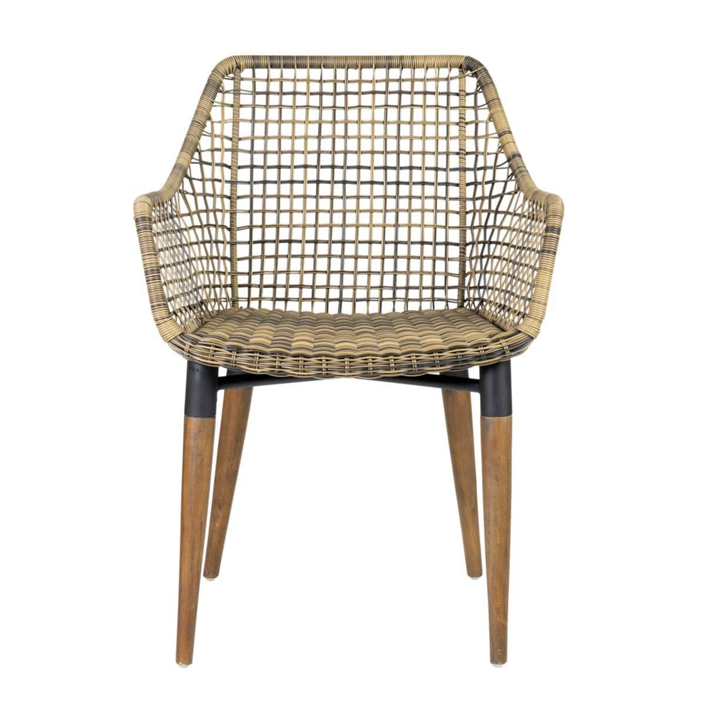 Outdoor Mercury Arm Chair With Wood-Teak, Iron, Polypeel Accents Legs Synthetic Rattan by Jeffan | Outdoor Chairs | Modishstore - 8