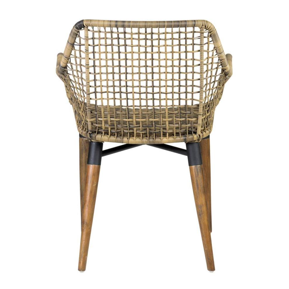 Outdoor Mercury Arm Chair With Wood-Teak, Iron, Polypeel Accents Legs Synthetic Rattan by Jeffan | Outdoor Chairs | Modishstore - 9