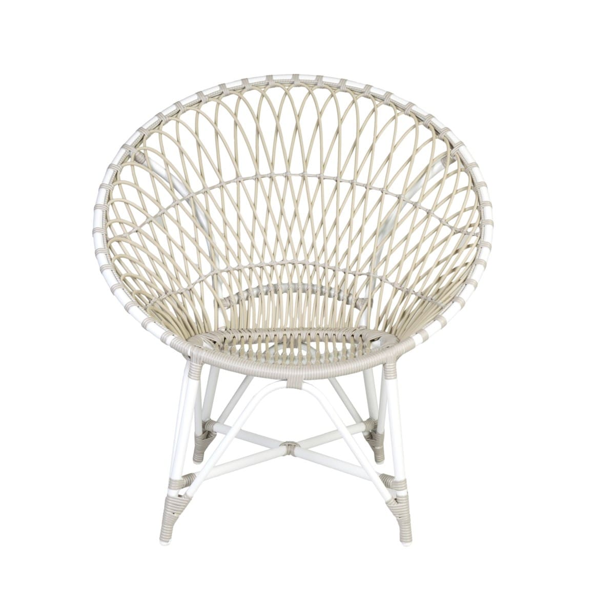 St Lucia Outdoor Rattan Synthetic Round Chair - White/Taupe by Jeffan | Outdoor Chairs | Modishstore