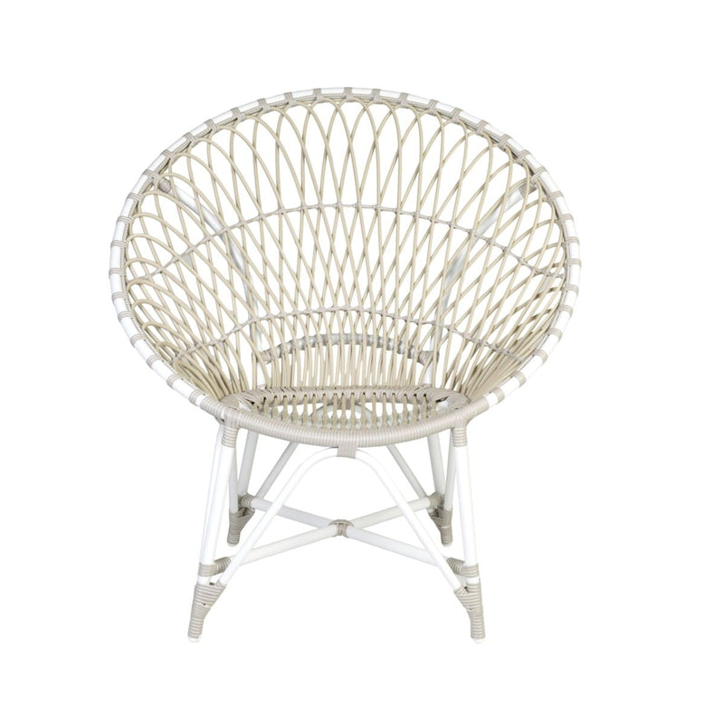 St Lucia Outdoor Rattan Synthetic Round Chair - White/Taupe by Jeffan | Outdoor Chairs | Modishstore