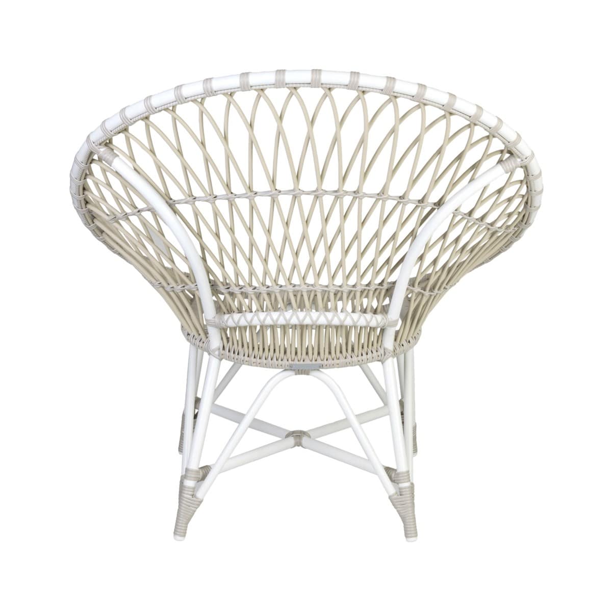 St Lucia Outdoor Rattan Synthetic Round Chair - White/Taupe by Jeffan | Outdoor Chairs | Modishstore - 2