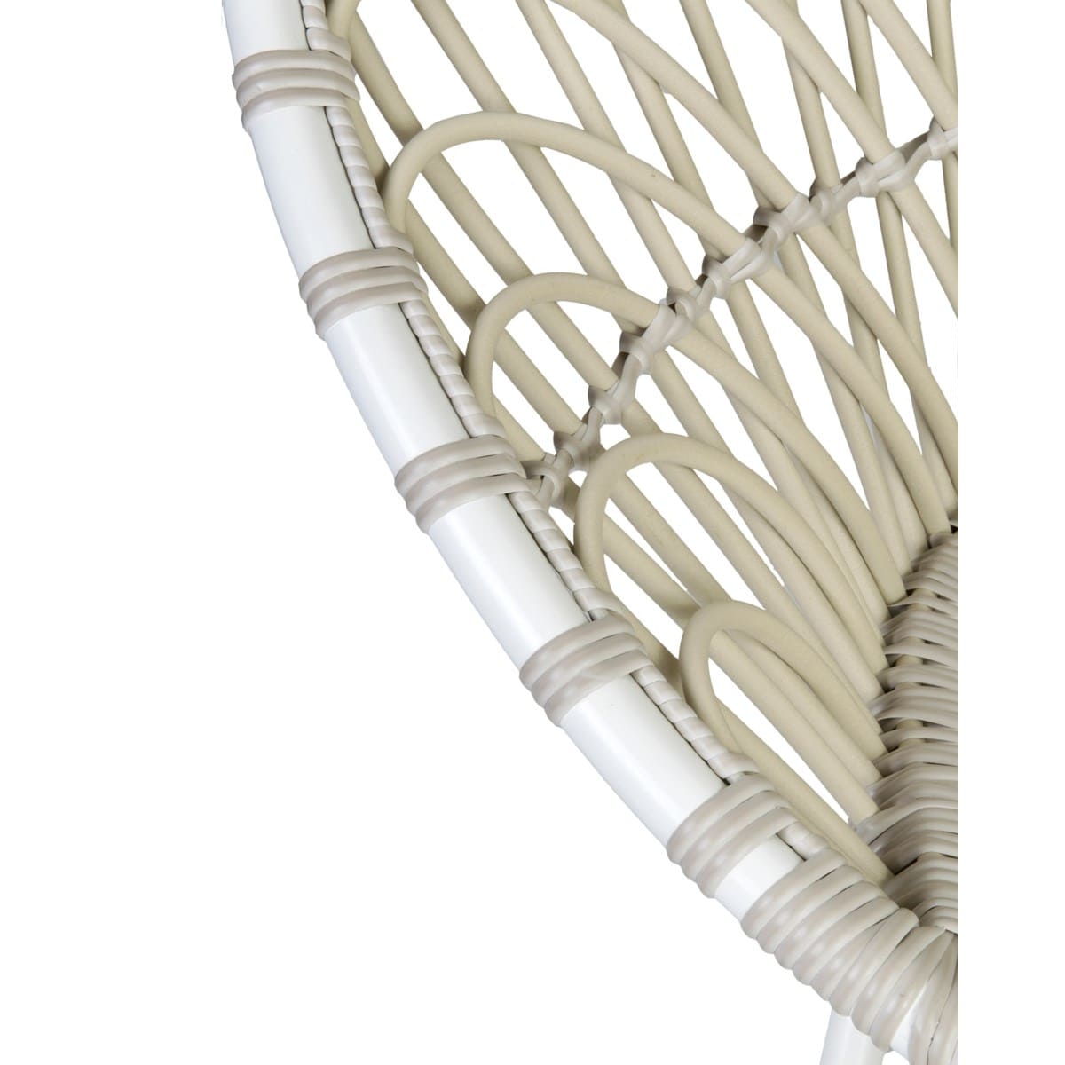 St Lucia Outdoor Rattan Synthetic Round Chair - White/Taupe by Jeffan | Outdoor Chairs | Modishstore - 3