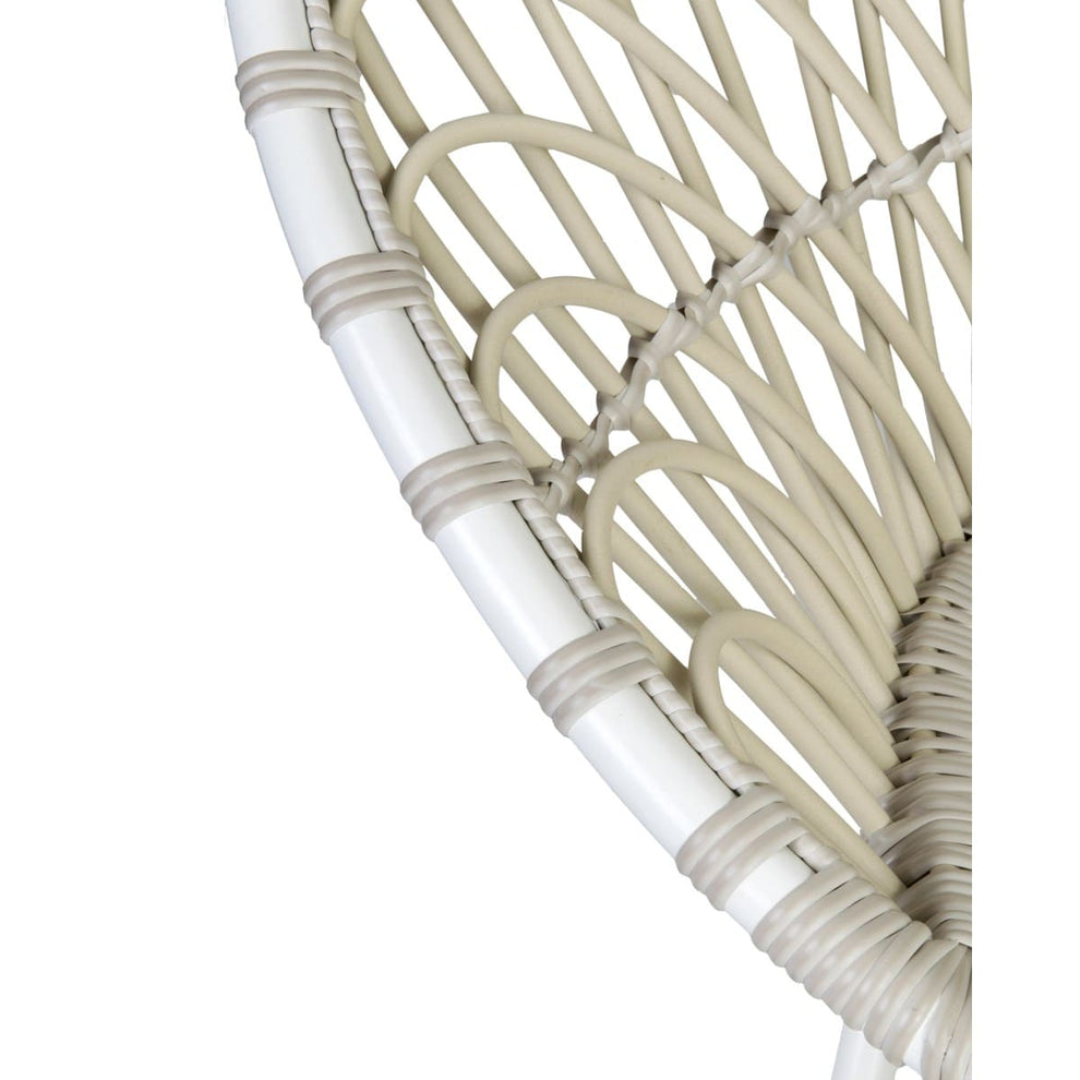 St Lucia Outdoor Rattan Synthetic Round Chair - White/Taupe by Jeffan | Outdoor Chairs | Modishstore - 3