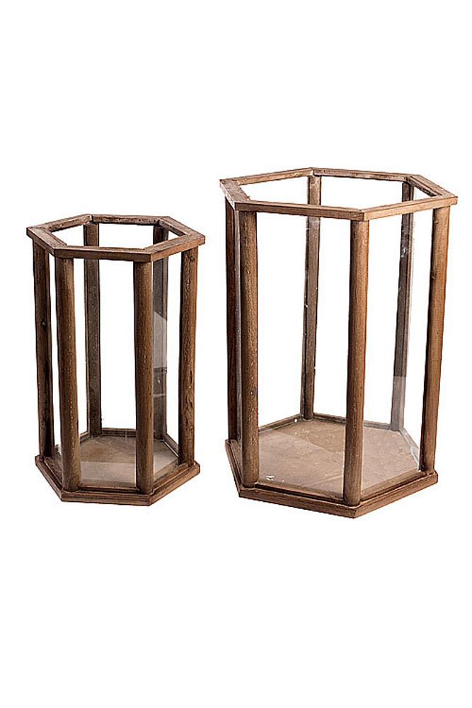 Set of Two Wood and Glass Terrariums | Glass Terrariums | Modishstore - 2