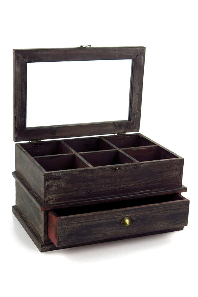 Vagabond Vintage Dark Wood Compartment Box | Decorative Boxes | Modishstore - 3