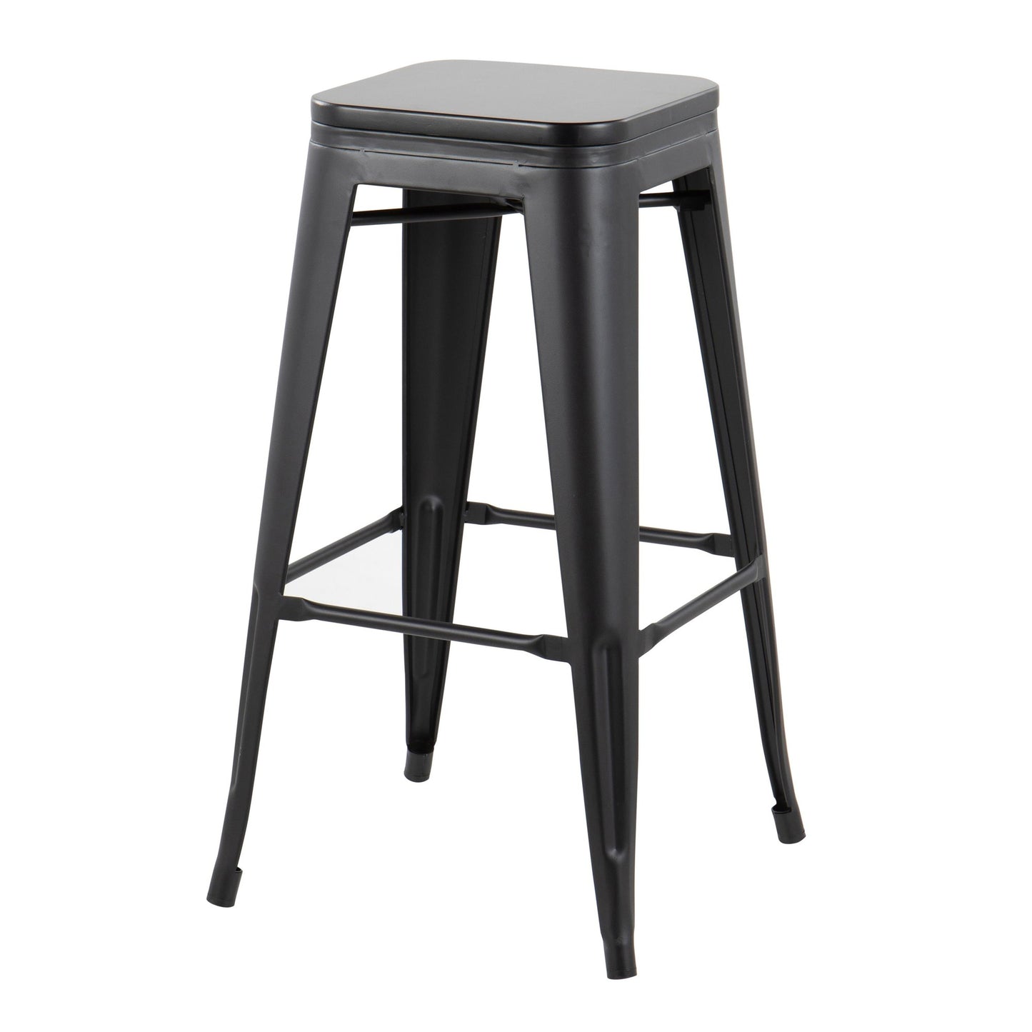 Oregon Contemporary Barstool in Black Steel and Black Wood By LumiSource - Set of 2 | Bar Stools | Modishstore - 7