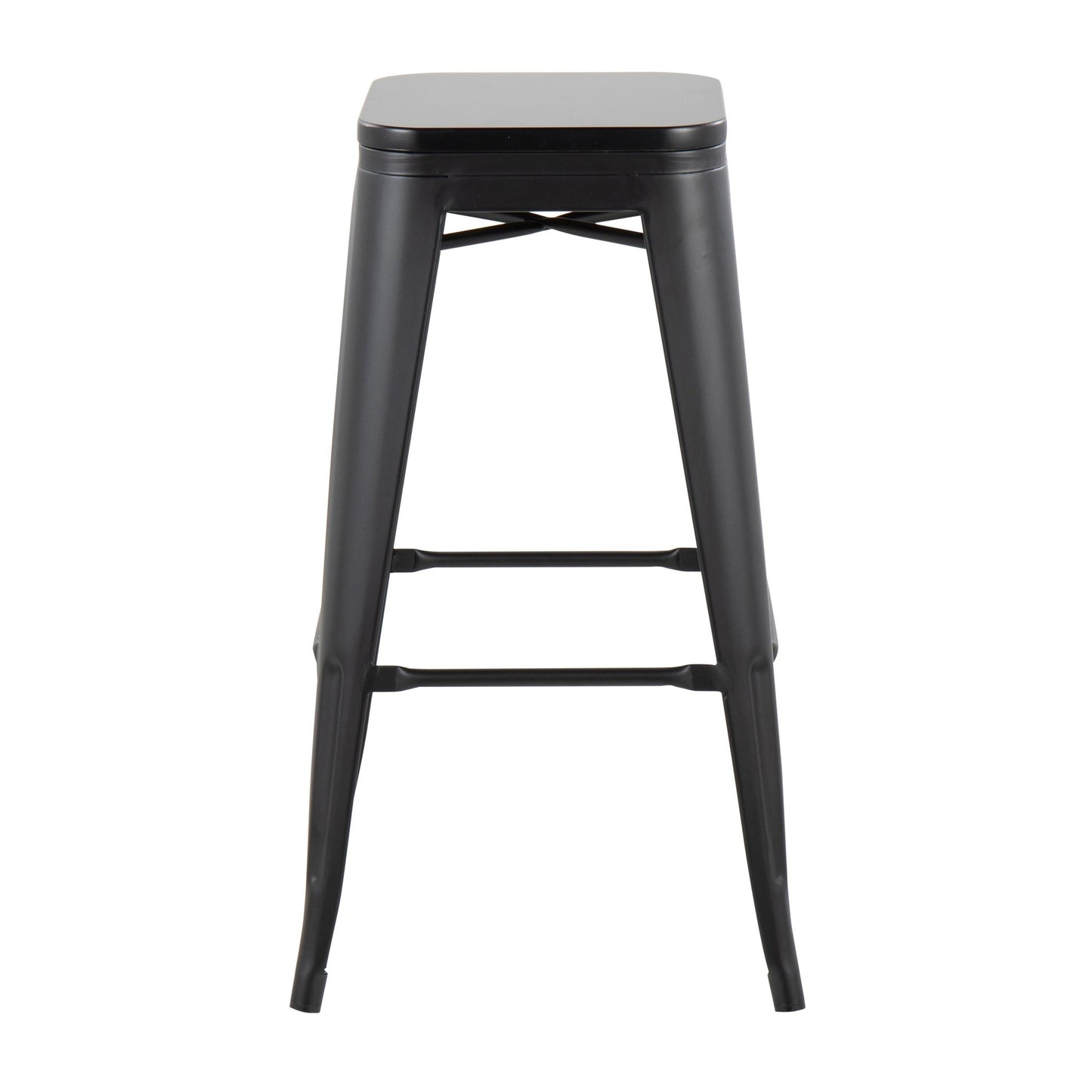 Oregon Contemporary Barstool in Black Steel and Black Wood By LumiSource - Set of 2 | Bar Stools | Modishstore - 2