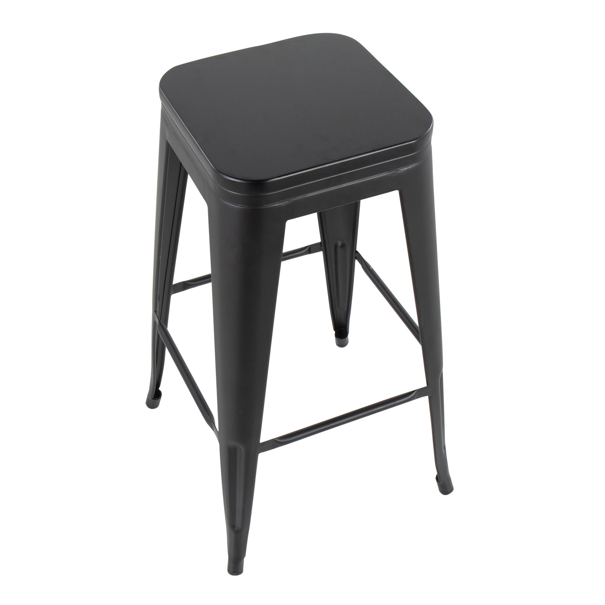 Oregon Contemporary Barstool in Black Steel and Black Wood By LumiSource - Set of 2 | Bar Stools | Modishstore - 3