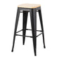 Oregon Contemporary Barstool in Black Steel and Natural Wood By LumiSource - Set of 2 | Bar Stools | Modishstore - 7