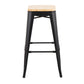 Oregon Contemporary Barstool in Black Steel and Natural Wood By LumiSource - Set of 2 | Bar Stools | Modishstore - 8